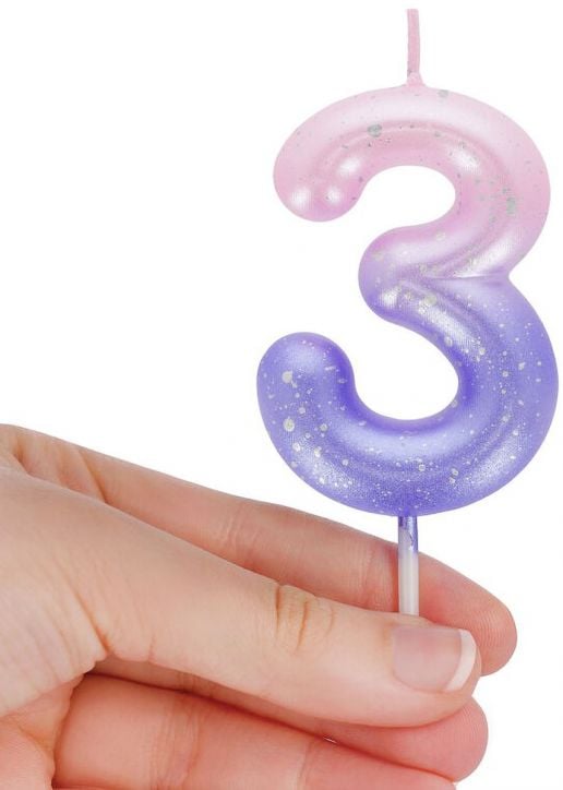 Свещ за рожден ден Legami - Цифра 3, розова