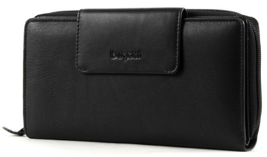Хоризонтален дамски портфейл Bugatti Vertice, черен