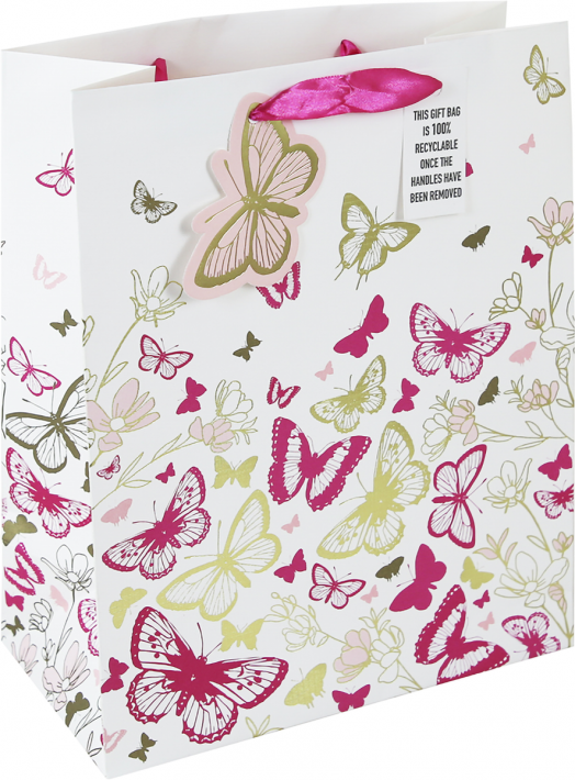 Подаръчна торбичка Eurowrap - Пеперуди, средна