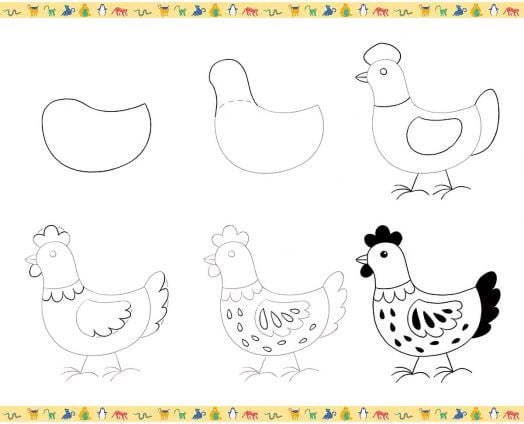 Комплект за рисуване стъпка по стъпка Janod - Животни