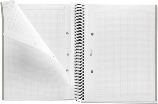 Тетрадка Miquelrius The Original Grey PP А5 със спирала, 80 листа на малки квадратчета