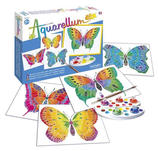 Комплект за оцветяване с акварелни бои Aquarellum - Пеперуди
