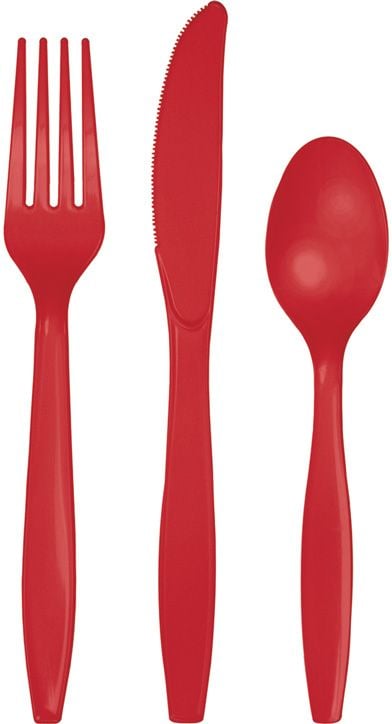 Пластмасови прибори Creative Party - Класическо червено, 24 бр.