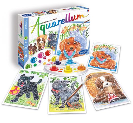 Комплект за оцветяване с акварелни бои - Кученца