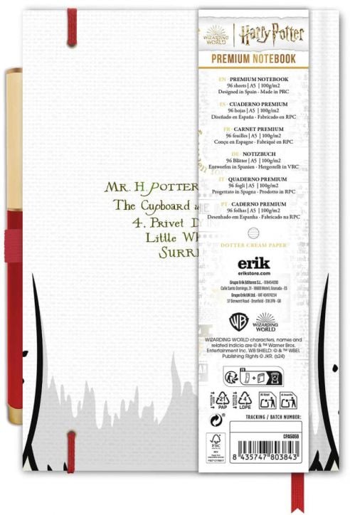 Тефтер Grupo Erik Harry Potter Hedwig A5 с химикалка