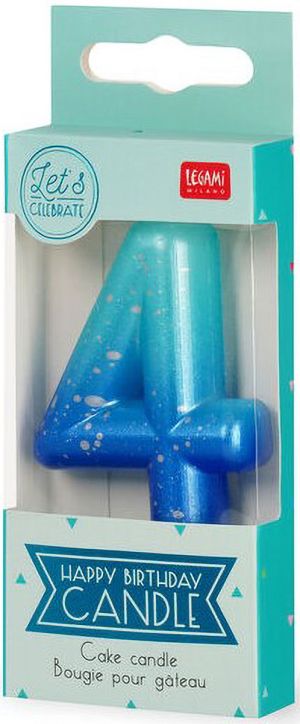 Свещ за рожден ден Legami - Цифра 4, синя