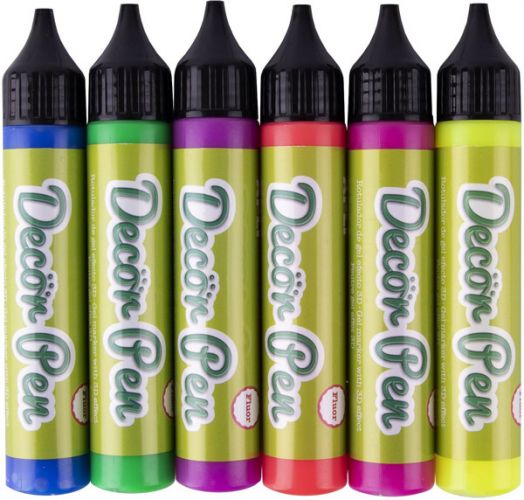 Комплект гел маркери с 3D ефект Apli, 6 неонови цвята