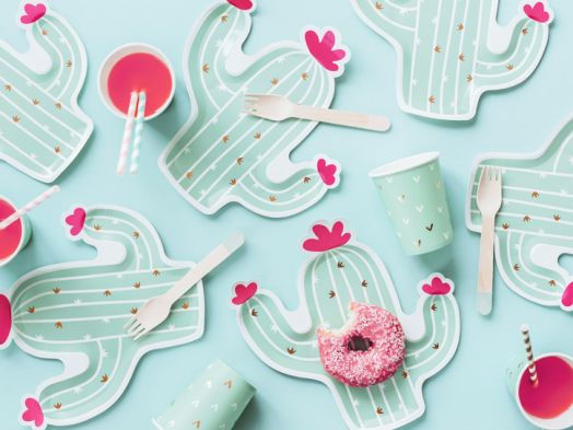 Чинийки PartyDeco - Кактус, 6 бр.