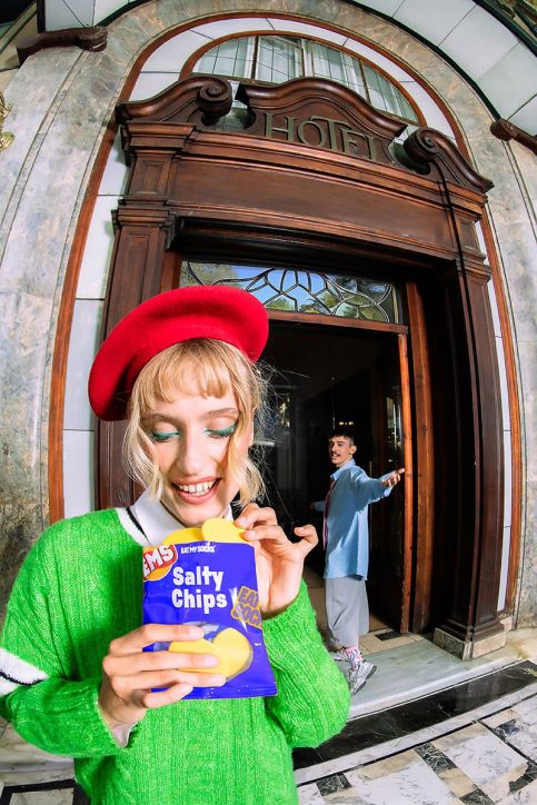 Чорапи Eat My Socks - Salty Chips, синьо и зелено