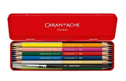 Комплект двувърхи цветни моливи Caran d'Ache, 12 цвята