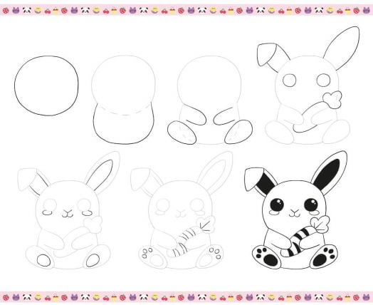 Комплект за рисуване стъпка по стъпка Janod - Kawaii