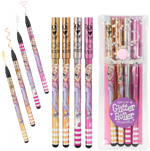 Комплект гел химикалки Top Model - Glitter Metallic, 4 бр.