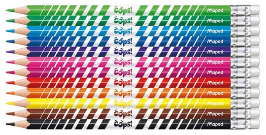 Цветни моливи Maped Color'Peps Oops, с гумичка, 12 цвята