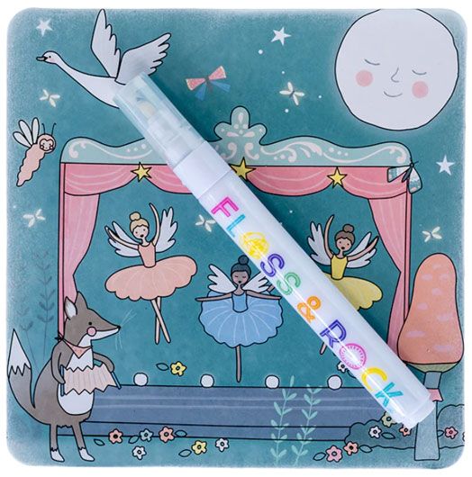 Оцветяване с вода Floss & Rock, Magic Colour-in cards, Enchanted - Балерини