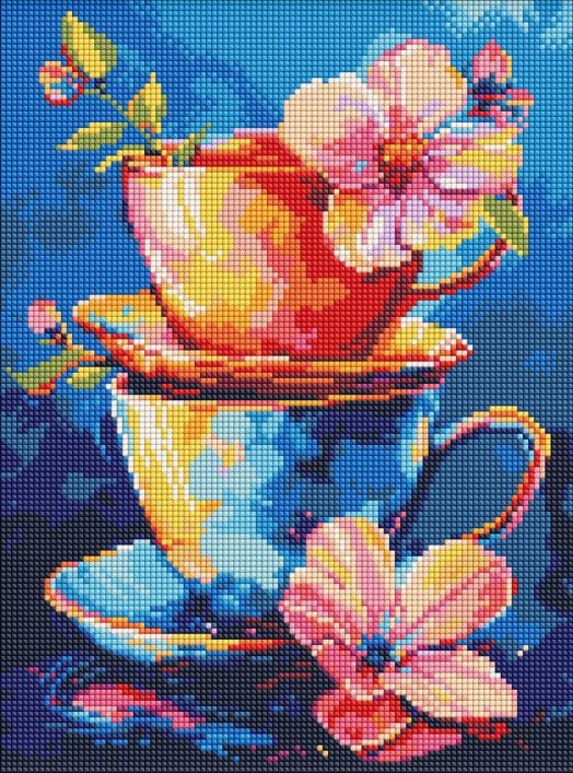 Диамантен гоблен без рамка Ideyka - Чаено парти