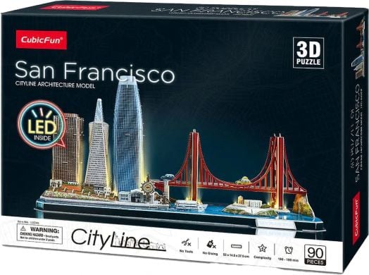 Светещ 3D пъзел Cubic Fun CityLine - Сан Франциско, 90 части