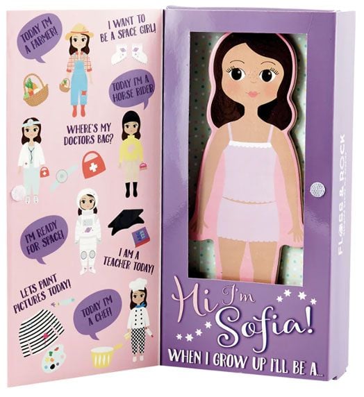 Дървена кукла за преобличане Floss & Rock, Magnetic Dress up Doll - Sofia