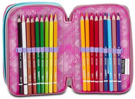 Ученически несесер Seven MarkOn с три отделения, пълен