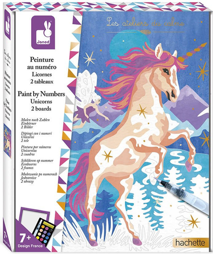 Творчески комплект Janod - Оцвети по числата, Еднорози