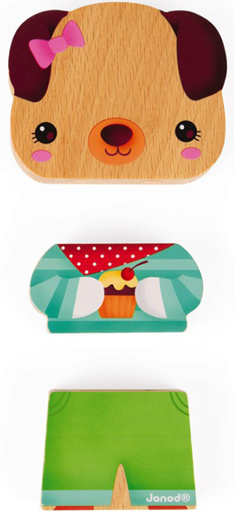 Дървена магнитна играчка Janod - Домашни любимци