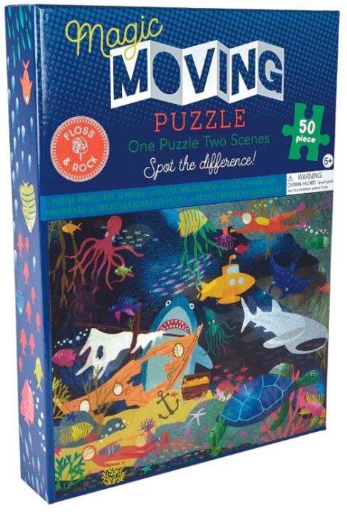 Пъзел с движещи се елементи Floss & Rock, Deep Sea - Морски животни, 50 части