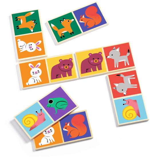 Детско дървенo домино Djeco - Животни