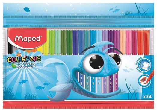 Флумастери Maped Color'Peps Ocean, 24 цвята