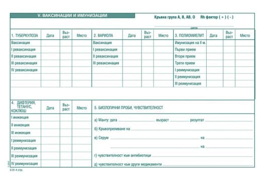 Здравна карта за дете - 12 листа, бяла офсет хартия