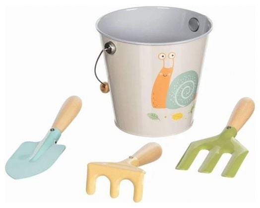 Детски комплект градински инструменти Goki - Oхлюв, 4 части