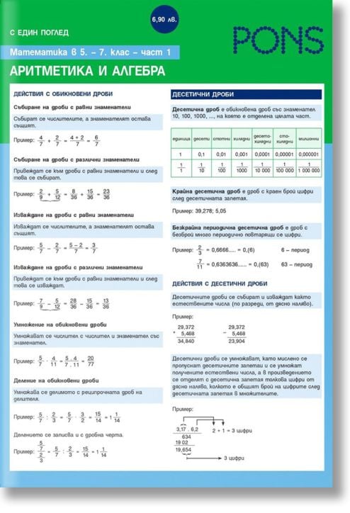 С един поглед Математика в 5. - 7. клас. 1 част - Алгебра