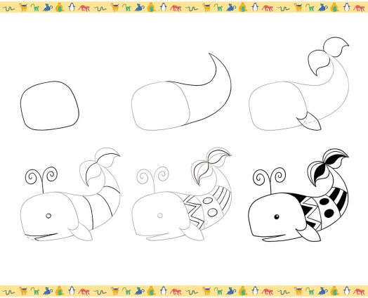 Комплект за рисуване стъпка по стъпка Janod - Животни