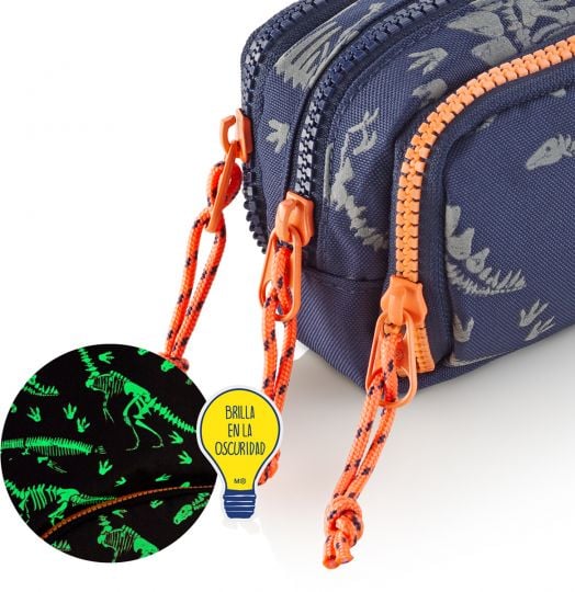 Несесер Miquelrius Dino World с три отделения, светещ в тъмното