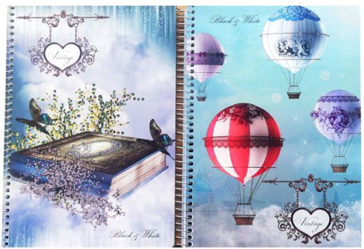 Тетрадка Black & White B5 със спирала и 4 теми, 140 листа - широки редове