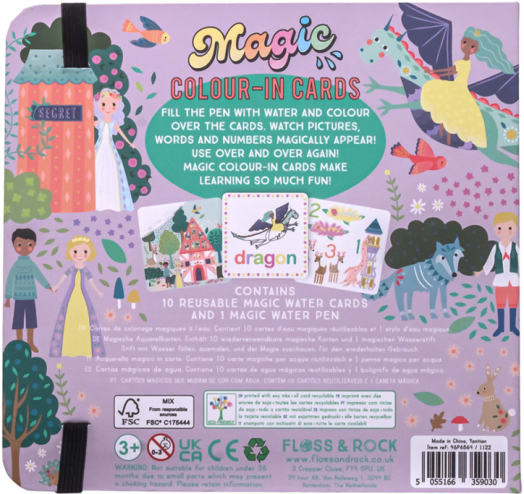 Оцветяване с вода Floss & Rock, Magic Colour-in cards, Fairy Tale - Принцеса
