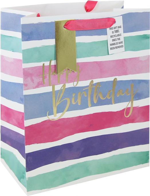 Подаръчна торбичка Eurowrap - Пастелни ивици, голяма