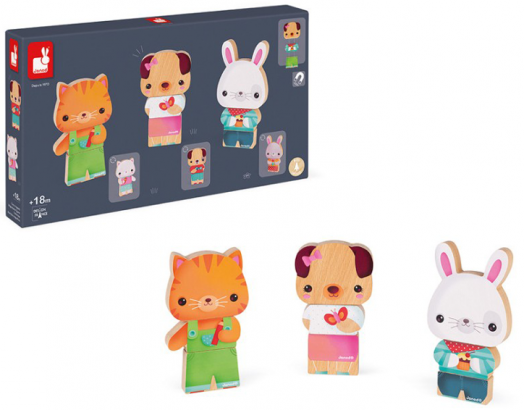 Дървена магнитна играчка Janod - Домашни любимци