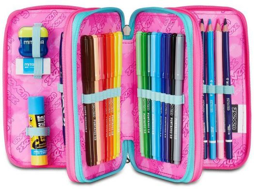 Ученически несесер Seven Glow Love с три отделения, пълен