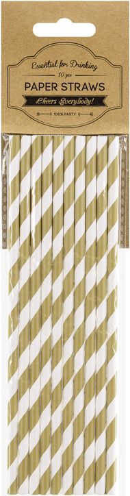 Златни сламки PartyDeco, 10 бр.