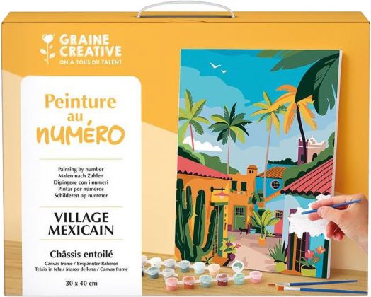 Комплект за рисуване по номера Graine Creative - Мексиканско село 30 x 40 см.