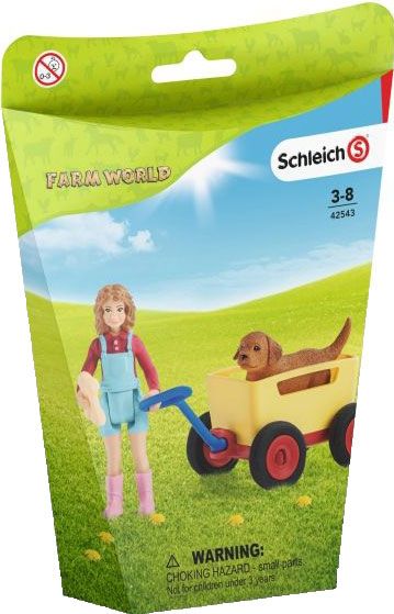 Комплект Schleich: Момиче с куче и количка