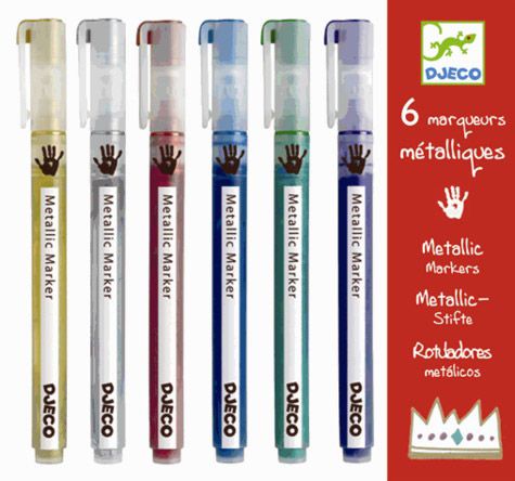 Комплект металик маркери Djeco, 6 цвята
