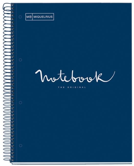 Тетрадка Miquelrius Emotions A4 със спирала, 80 листа на точки, морско синьо