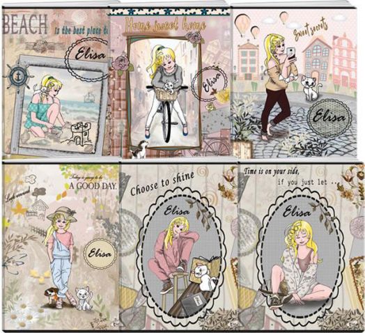 Тетрадка Elisa Gliter А4, 60 листа с широки редове