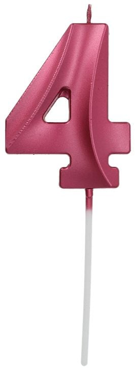 Свещ за рожден ден Folat - Цифра 4, розов металик