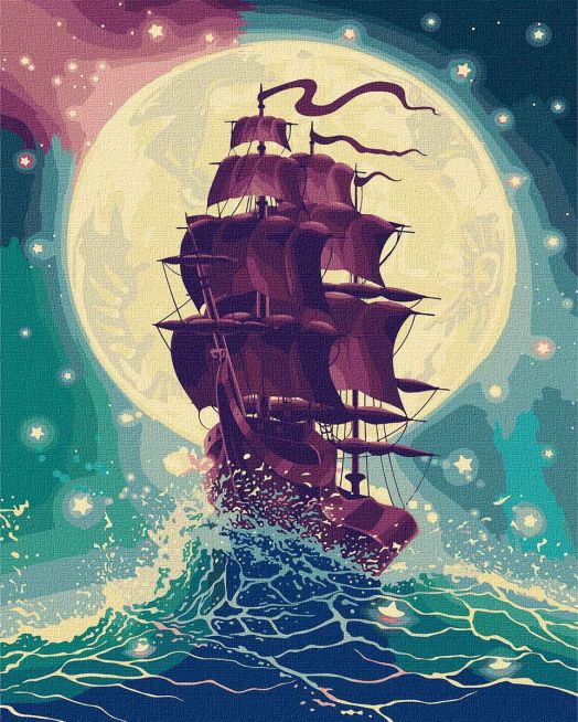 Комплект за лесно рисуване с акрилни бои Ideyka - През вълните, 40 x 50 см.