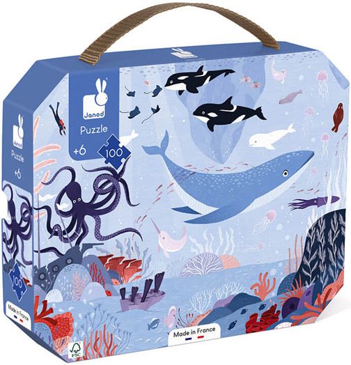 Детски пъзел в куфарче Janod - Северен ледовит океан, 100 части