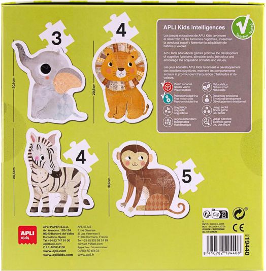 Прогресивни пъзели 4 в 1 Apli Kids - Савана