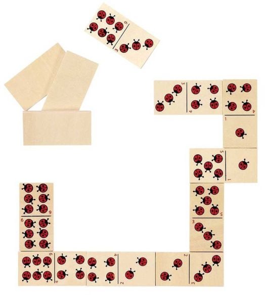 Детско дървено домино Goki с калинки