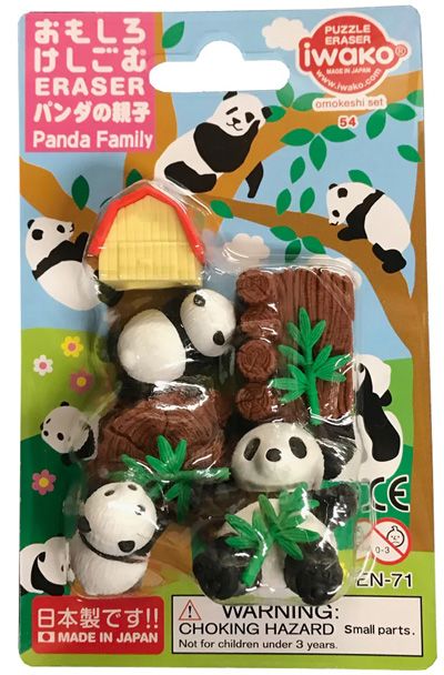 Комплект гумички Iwako - Семейство панди, 7 бр.