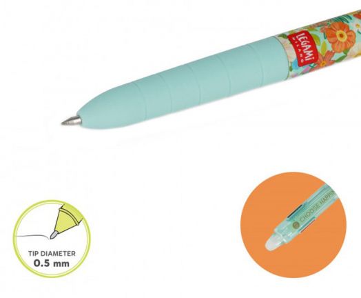 Трицветна химикалка с гума Legami - Flowers